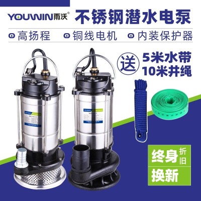 潛水泵220v污水泵家用直流小型高揚程抽水機農(nóng)用灌溉排污不銹鋼