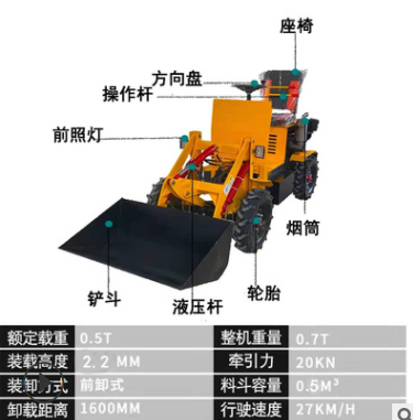 小型電動四輪裝載機柴油型農(nóng)用養(yǎng)殖場清糞鏟車工地電瓶四驅(qū)小鏟車