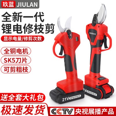 玖藍(lán)電動(dòng)剪刀果樹剪充電式修枝剪電剪子強(qiáng)力粗枝剪鋰電池剪枝機(jī)