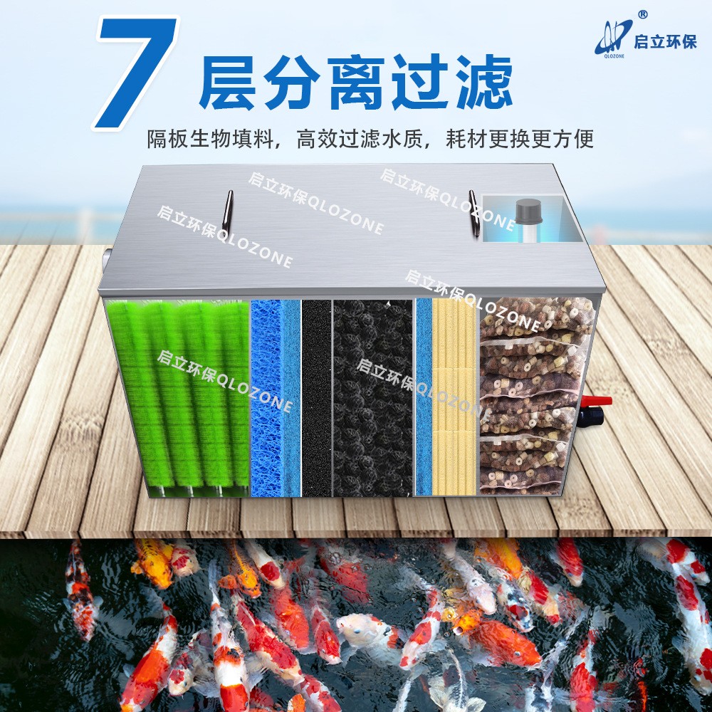 啟立魚池過濾系統(tǒng)不銹鋼魚池過濾箱器凈化水循環(huán) 景觀魚池水族館