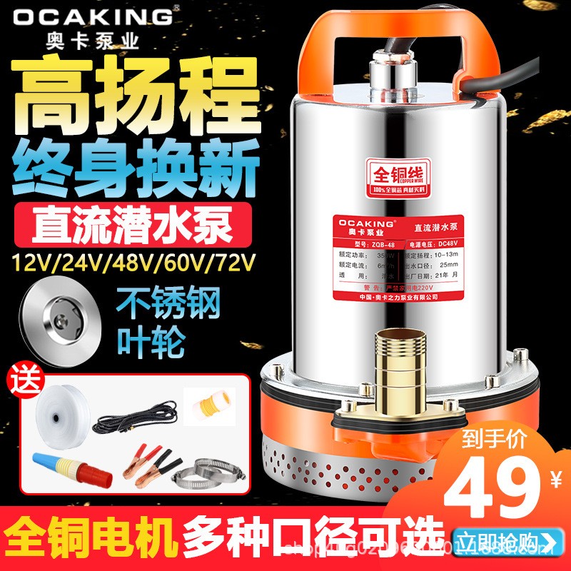 直流潛水泵12V24V48V60V家用電瓶車抽水泵小型電動農(nóng)用灌溉抽水機