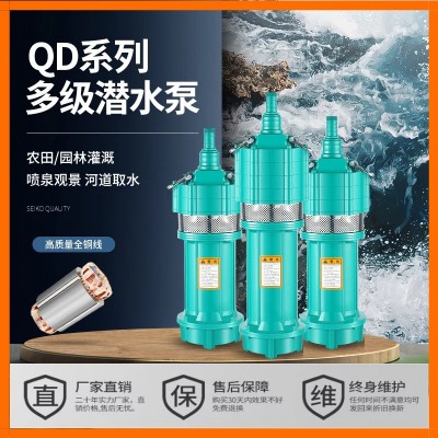 QD多級潛水泵高揚程深井油浸式清水泵小老鼠農(nóng)用灌溉大流量抽水泵
