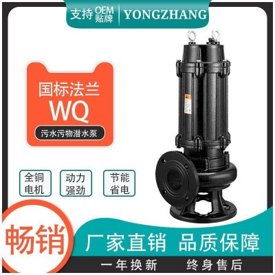 WQ污水泵法蘭彎頭無堵塞立式潛水排污泵污水污物提升泵配自耦裝置
