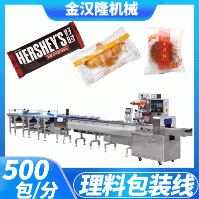 廠家直供袋裝餅干包裝機(jī) 面包蛋糕全自動包裝機(jī) 巧克力理料 包裝線