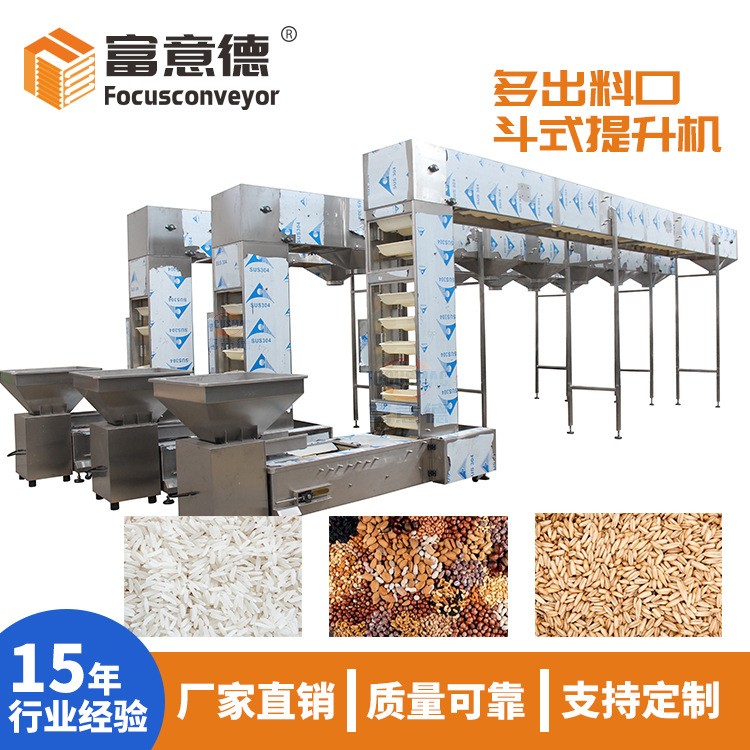 非標(biāo)定制不銹鋼多下料口Z型提升機(jī) 化工食品顆粒粉末斗式提升機(jī)