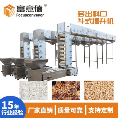 非標(biāo)定制不銹鋼多下料口Z型提升機(jī) 化工食品顆粒粉末斗式提升機(jī)