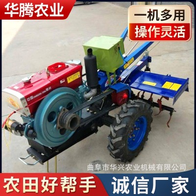 水田鐵輪農(nóng)用拖拉機(jī) 電啟動手扶車帶打田機(jī) 15馬力手扶旋耕機(jī)