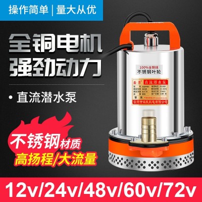 農(nóng)用家用12V24V48v60v直流泵車(chē)船電動(dòng)排污潛水泵大流量便捷抽水機(jī)