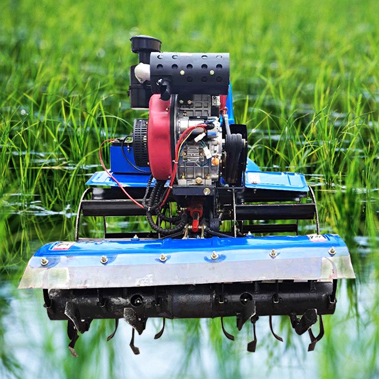 四驅(qū)打田微耕機 方向盤水田旋耕機柴油195水稻田除草打漿拖拉機