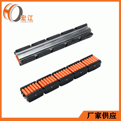 奶粉罐裝輸送設(shè)備廠供應(yīng)輸送機(jī)配件 橙色滾珠POM護(hù)欄配弓型鋼