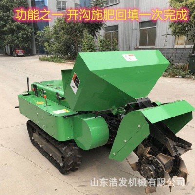 履帶式果園開(kāi)溝機(jī)35馬力農(nóng)用松土犁地機(jī)可遙控行走大棚除草翻地機(jī)