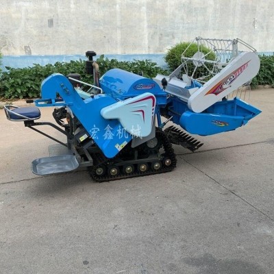 柴油16馬力履帶式小型水稻脫粒收割機(jī) 麥子收割脫粒裝袋機(jī) 自走式小麥水稻收割機(jī)