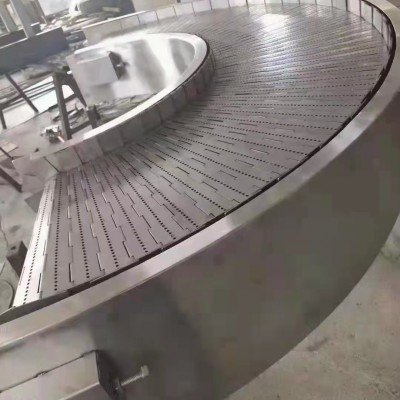 90度180度快遞分揀環(huán)形鏈板轉(zhuǎn)彎機 紙箱輸送鏈板式傳送機