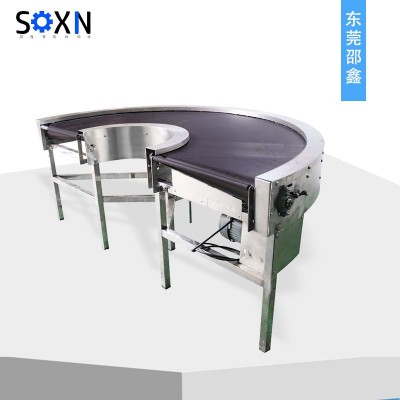 轉(zhuǎn)彎?rùn)C(jī) 180°不銹鋼轉(zhuǎn)彎輸送機(jī)180度拐角輸送黑色皮帶機(jī)