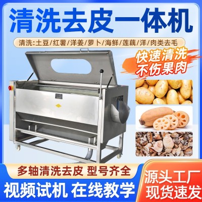 毛刷土豆去皮機(jī)商用紅薯連藕芋頭海鮮毛棍清洗機(jī)多功能清洗脫皮機(jī)