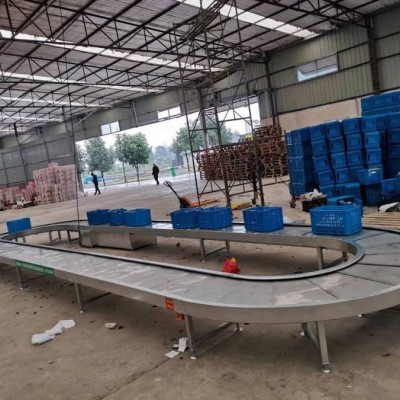 環(huán)形輸送機(jī) 車間流水線傳送帶運(yùn)行穩(wěn)定 循環(huán)運(yùn)轉(zhuǎn)工作 水果包裝挑選