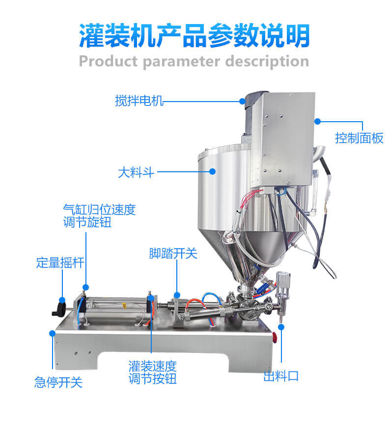 氣動帶攪拌加熱膏體醬類灌裝機辣椒醬老干媽灌裝機火鍋底料灌裝機