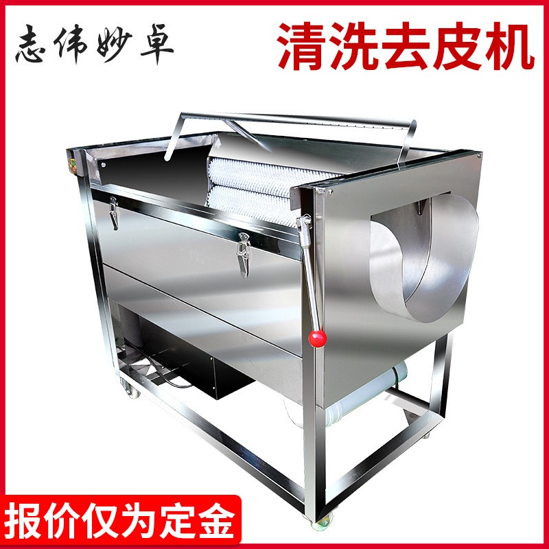 志偉ZW-909中型土豆去皮機(jī) 馬鈴薯清洗機(jī)，芋頭蘿卜毛刷清洗機(jī)