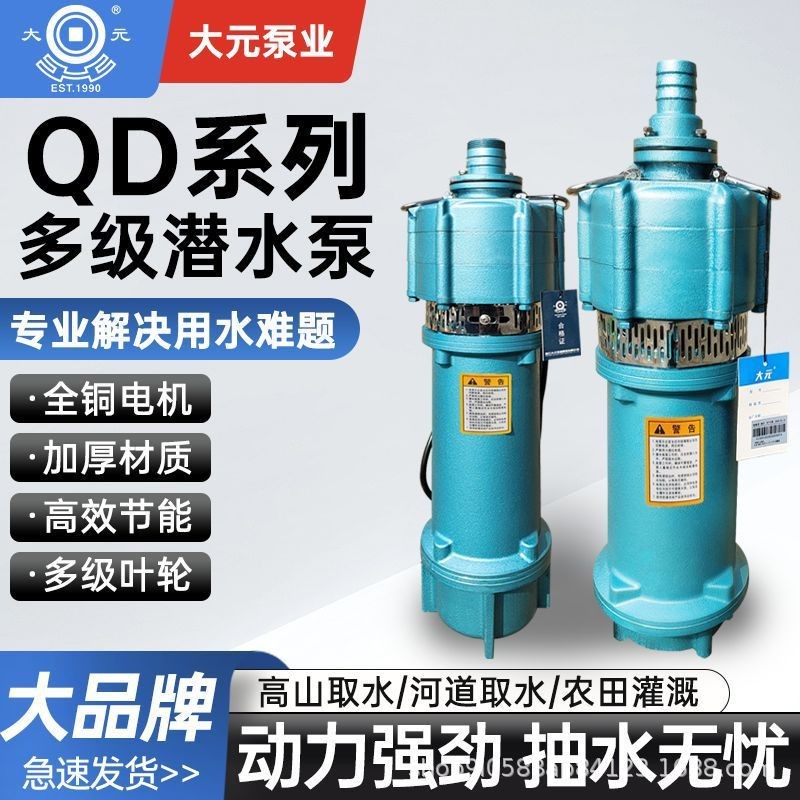 大元QD潛水泵多級(jí)小老鼠家用大流量農(nóng)用灌溉高揚(yáng)程單相220V噴泉泵